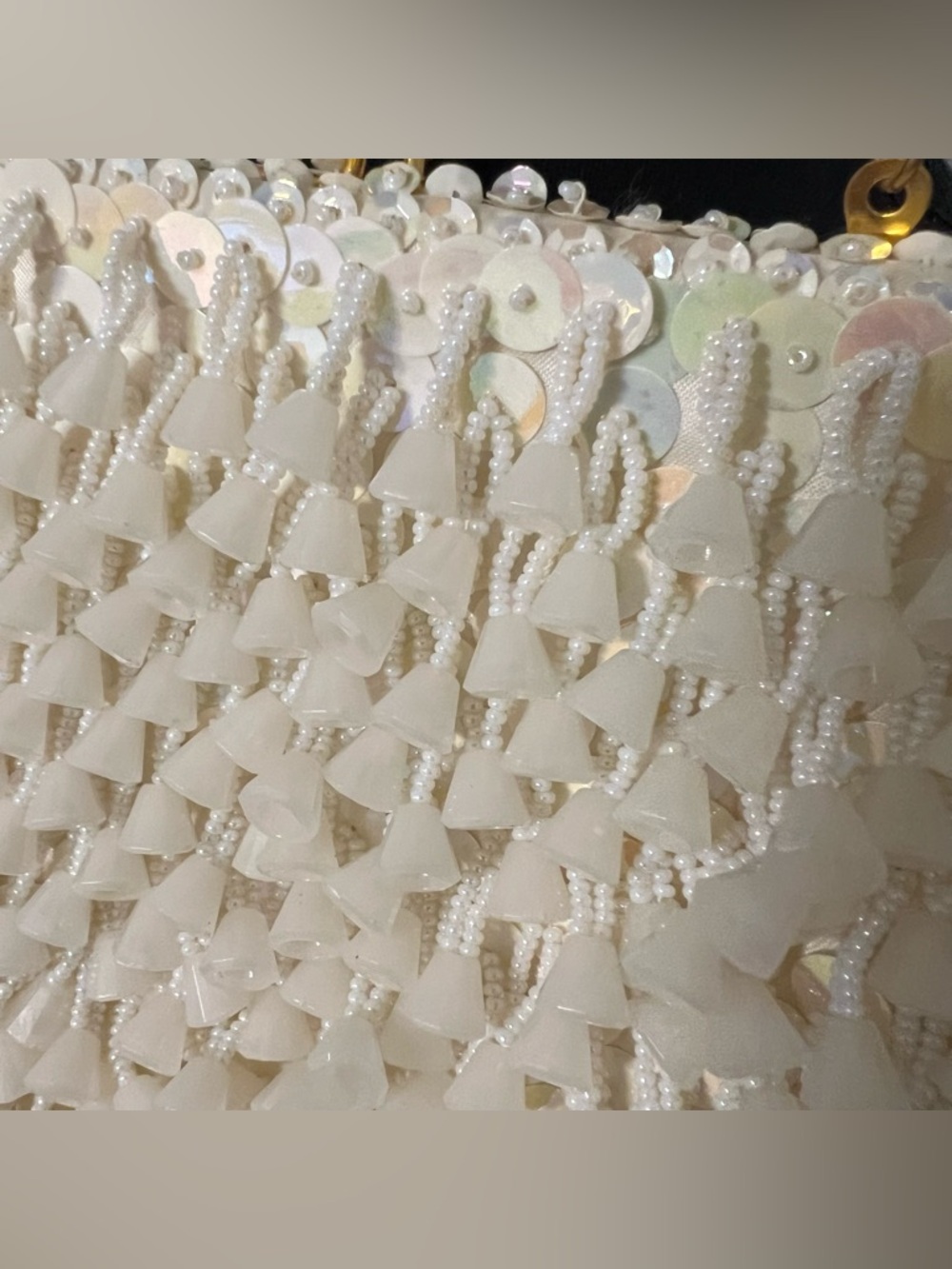 Vintage 1950s Formal Richere Bag
Walborg Ivory Satin Beaded Sequins
Mid-Century - Picture 3 of 8